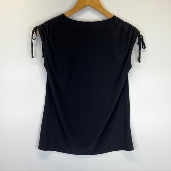 Vince Camuto Tie Shoulder V-Neck top rich black - S - Picture 6 of 10